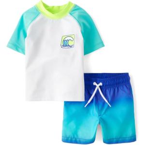 imageThe Childrens Place BabyBoys and Toddler Short Sleeve Rashguard and BottomsRenew Blue