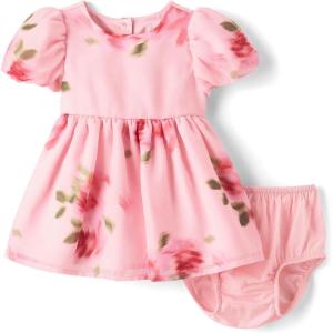 imageThe Childrens Place BabyGirls and Newborn Casual Short Sleeve Dress with Diaper CoverPink Floral