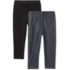 imageThe Childrens Place BabyGirls and Toddler Leggings 2PackBlackTrue Indigo 2pack