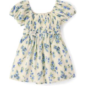 imageThe Childrens Place BabyGirls and Toddler Short Sleeve Casual DressesFloral Blue Bows