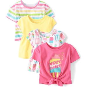 imageThe Childrens Place BabyGirls and Toddler Short Sleeve Everyday Casual Knit ShirtPopsicle 4pack