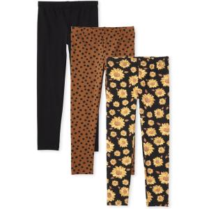 imageThe Childrens Place Big Girls Fashion Leggings Heather Grey 47827 Pack of 2 Large1012Black SpottedSunflowers 3pack