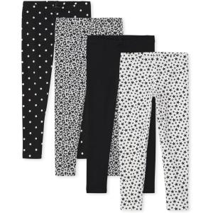 imageThe Childrens Place Big Girls Fashion Leggings Heather Grey 47827 Pack of 2 Large1012Dots Stars Solid Black Leopard Print 4pack