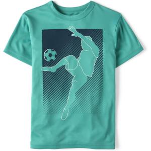 imageThe Childrens Place Boys Active Performance Short Sleeve TShirtBlue Soccer