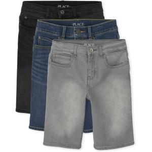 imageThe Childrens Place Boys Denim ShortsHume WashStrand WashPacker Wash 3pack