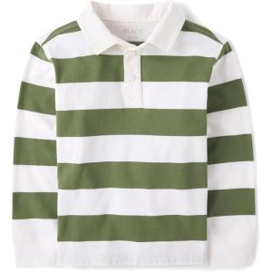 imageThe Childrens Place Boys Long Sleeve Rugby PoloTruly Olive
