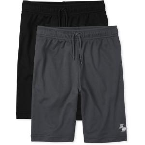 imageThe Childrens Place Boys Performance Basketball ShortsBlackCharcoal 2 Pack