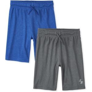 imageThe Childrens Place Boys Performance Basketball ShortsBlueGrey 2pack