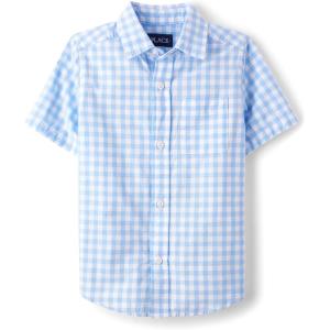 imageThe Childrens Place Boys Short Sleeve Poplin Button Down ShirtBreeze Gingham