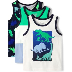 imageThe Childrens Place Boys and Toddler Assorted Sleeveless Tank TopsAtomic Blue 3pack