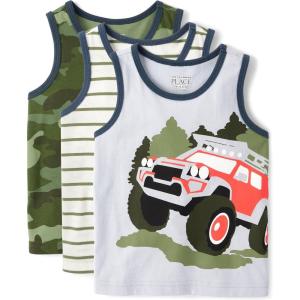 imageThe Childrens Place Boys and Toddler Assorted Sleeveless Tank TopsCamo 3pack