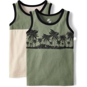 imageThe Childrens Place Boys and Toddler Assorted Sleeveless Tank TopsPalm Green 2pack
