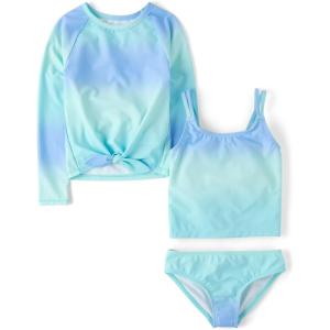 imageThe Childrens Place Girls Rashguard and Swimsuit SetSeagrove Ombre 3piece