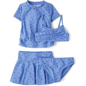 imageThe Childrens Place Girls Rashguard and Swimsuit SetSky Floral 4piece