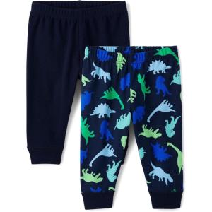 imageThe Childrens Place babyboys Cotton PantsDinoNavy 2pack