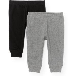 imageThe Childrens Place babyboys Cotton PantsH GreyBlack 2 Pack