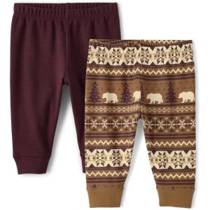 imageThe Childrens Place babyboys Cotton PantsIced Coffee Fairisle 2pack