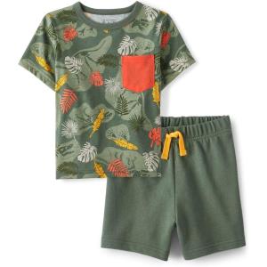 imageThe Childrens Place boys And Toddler Boys Short Sleeve Top and Shorts 2 Pc SetOlive Dino Set