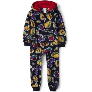 imageThe Childrens Place boys Long Sleeve Fleece Hooded Zip Front One Piece PajamasFast Food