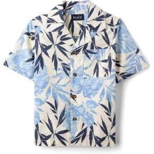 imageThe Childrens Place boys Short Sleeve Button Up ShirtPearl Blue Tropical