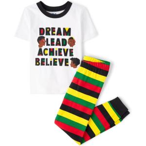imageThe Childrens Place boys Snug Fit 100 Cotton Short Sleeve Top and Pants 2 Piece Pajama SetBlack History