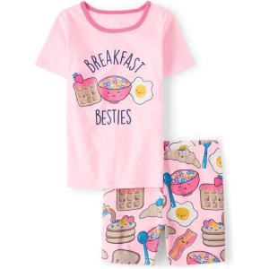 imageThe Childrens Place girls 100 Cotton Short Sleeve Top and Shorts2 Piece Pajama SetBreakfast Besties