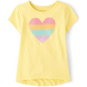 imageThe Childrens Place girls Short Sleeve Graphic High Low TopSun Valley Heart