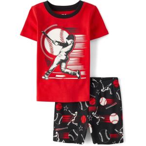 imageThe Childrens PlaceBoys100 Cotton Short Sleeve Top and Shorts 2 Piece PajamaBaseball