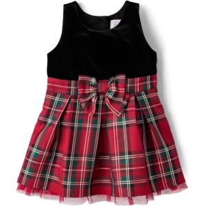 imageThe Childrens Placeand Toddler Short Sleeve Dressy DressClassic Red Plaid Velour