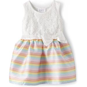 imageThe Childrens Placeand Toddler Short Sleeve Dressy DressStriped Skirt