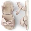 imageThe Childrens Place girls Baby Girls and Toddler Flat Sandals With Adjustable Ankle StrapPink Bow