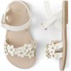 imageThe Childrens Place girls Baby Girls and Toddler Flat Sandals With Adjustable Ankle StrapWhite Crisscross Floral