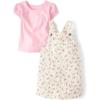 imageThe Childrens Place Baby Girls And Toddler Short Sleeve Shirt and Skirtall 2 Piece OutfitBunnys Tail Floral