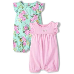 imageThe Childrens Place Baby Girls And Toddler Everyday Summer RompersGreen FloralPink