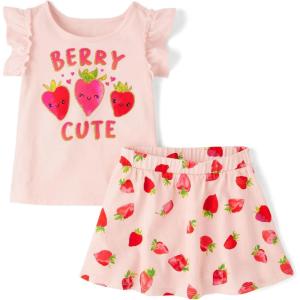 imageThe Childrens Place Baby Girls And Toddler Sleeveless Tank Top and Skort 2 Piece Outfit SetCrystal Pink