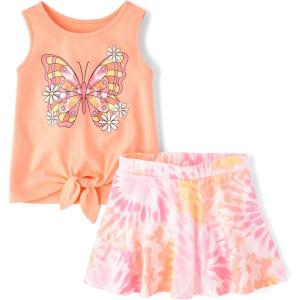 imageThe Childrens Place Baby Girls And Toddler Sleeveless Tank Top and Skort 2 Piece Outfit SetSunfish
