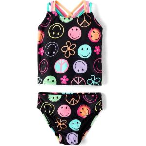imageThe Childrens Place Baby Girls and Toddler 2 Piece Tankini SwimsuitBlack Doodle Icons