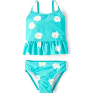 imageThe Childrens Place Baby Girls and Toddler 2 Piece Tankini SwimsuitBlue Daisy