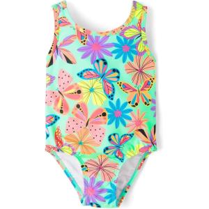 imageThe Childrens Place Baby Girls and Toddler 2 Piece Tankini SwimsuitNeon Butterflies