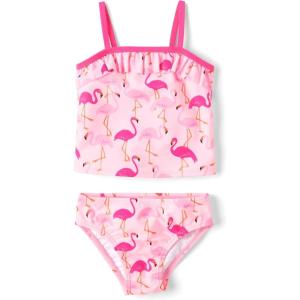 imageThe Childrens Place Baby Girls and Toddler 2 Piece Tankini SwimsuitRuffle Flamingo