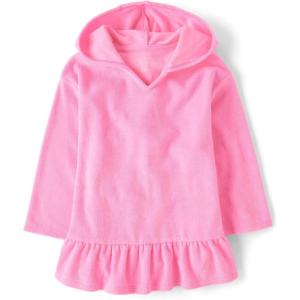 imageThe Childrens Place Baby Girls and Toddler Hooded Swim CoverupHappy Pink Long Sleeve