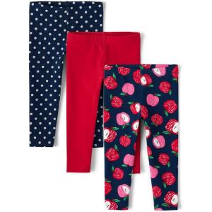 imageThe Childrens Place Baby Girls and Toddler Printed Leggings MultipacksApplesRedBlue Dot 3pack