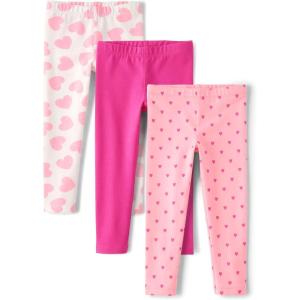imageThe Childrens Place Baby Girls and Toddler Printed Leggings MultipacksPink HeartsPinkRed Hearts