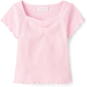 imageThe Childrens Place Girls Basic Short Sleeve Knit ShirtsCameo