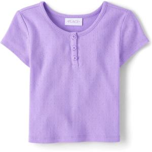 imageThe Childrens Place Girls Basic Short Sleeve Knit ShirtsDream Lilac