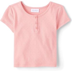 imageThe Childrens Place Girls Basic Short Sleeve Knit ShirtsFuzzy Pink