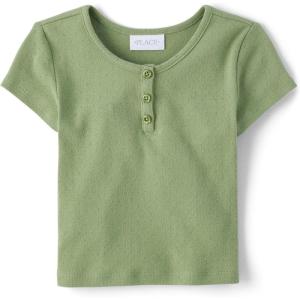 imageThe Childrens Place Girls Basic Short Sleeve Knit ShirtsMisty Glen