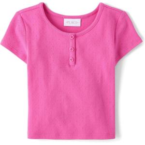 imageThe Childrens Place Girls Basic Short Sleeve Knit ShirtsPink Summer