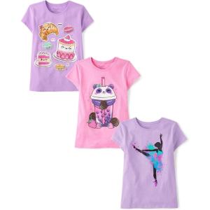 imageThe Childrens Place Girls SportsTrendsIcons Short Sleeve Graphic TShirts3 PackFoodDrinkDancer