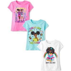 imageThe Childrens Place Girls SportsTrendsIcons Short Sleeve Graphic TShirts3 PackSmart GirlsPositive WordsGirl Future